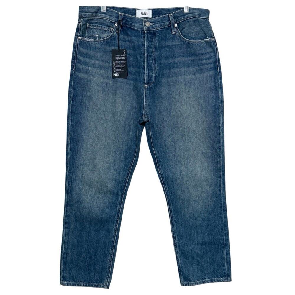 PAIGE Women’s 32 BILLY CROP High Rise Straight Jeans in THE ROXY Button Fly NEW